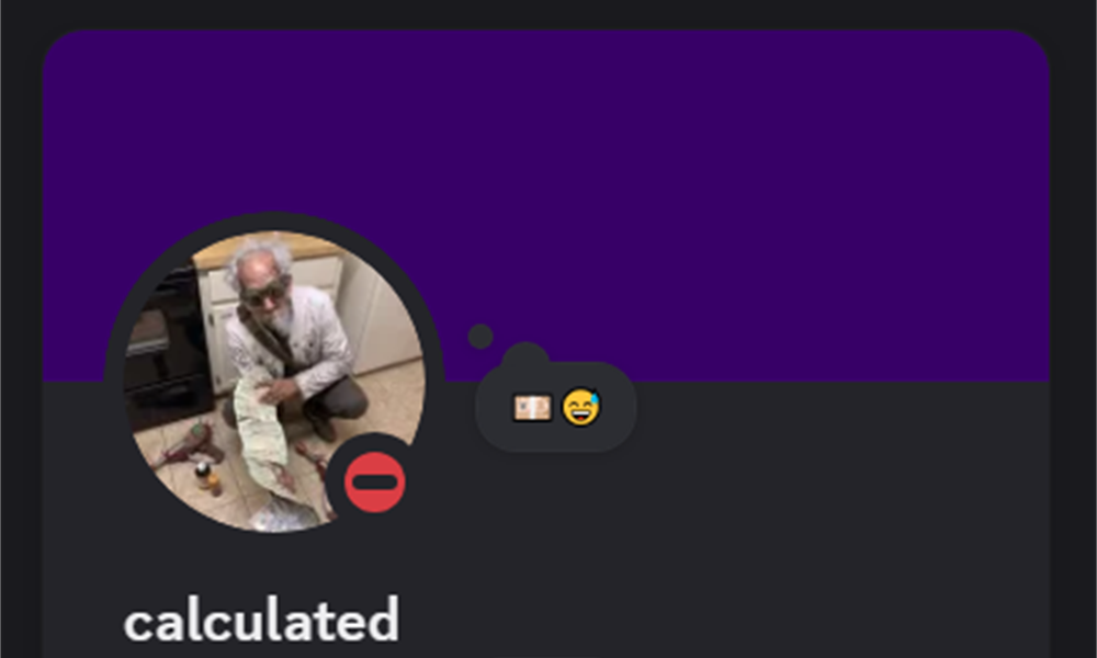 Discord profile of DragomiirLOL student calculated, shown with permission